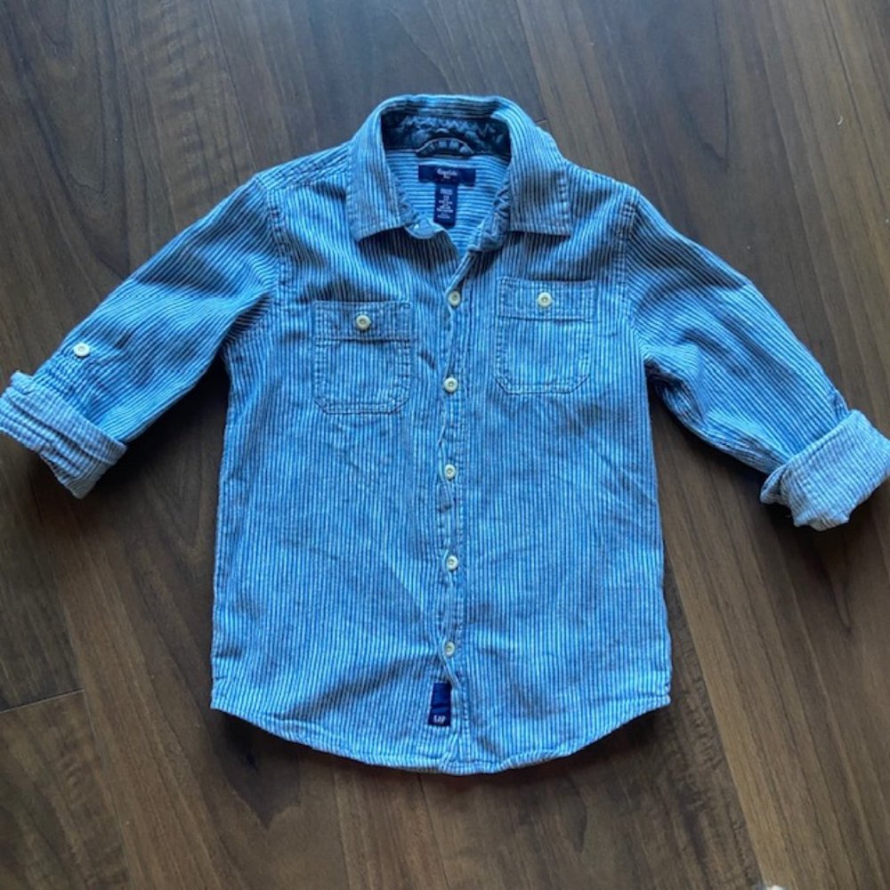 Gap Kids Conductor Stripe Work Shirt - Size 6-7